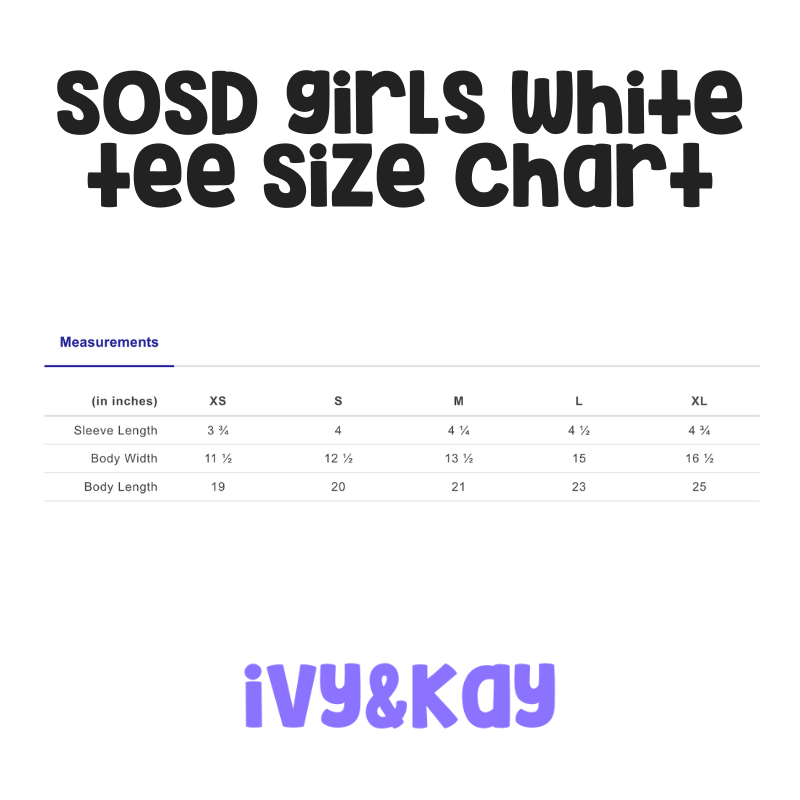 SOSD White Long Sleeve T-Shirt Girls/Ladies Fit