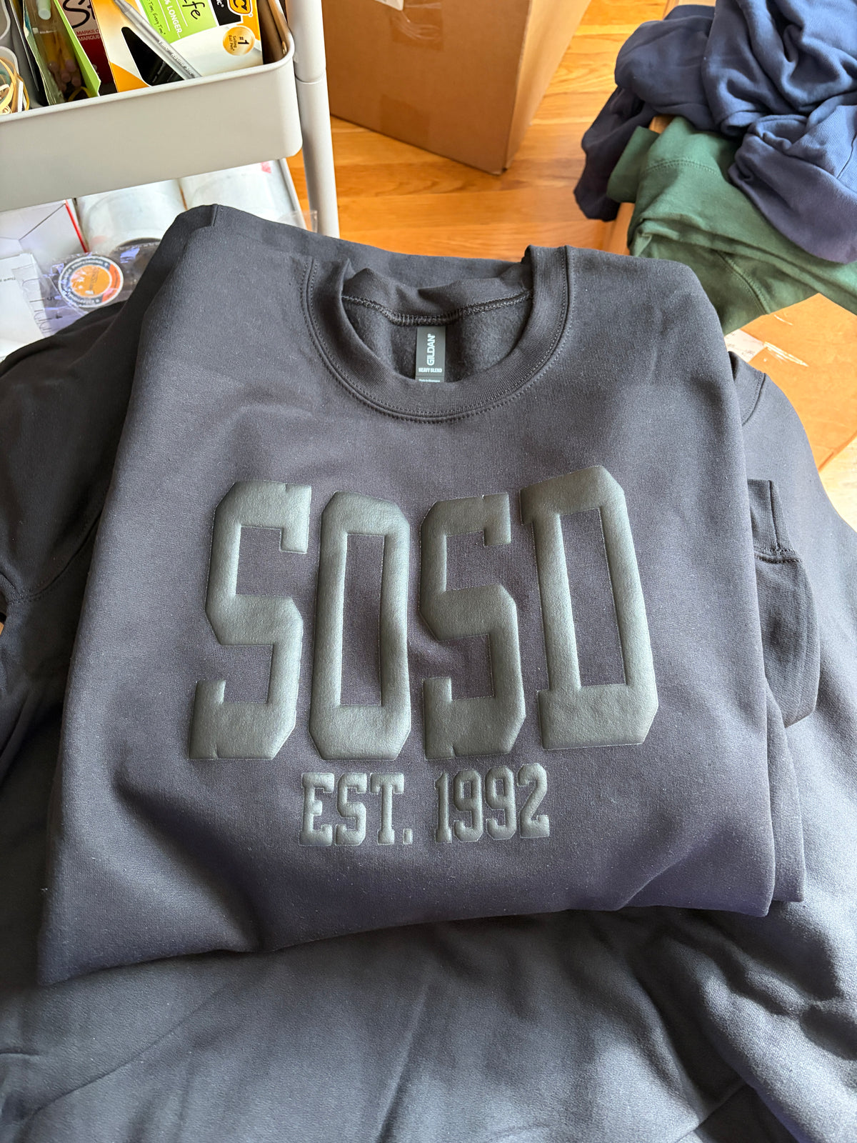 SOSD Crewneck Sweatshirt - Black Puff Logo