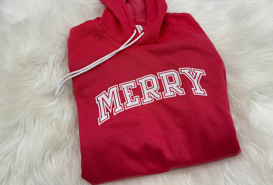 Merry Varsity Letter Hoodie Sweatshirt